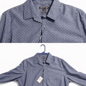 Michael Kors Men's Navy Dot Button Down Shirt